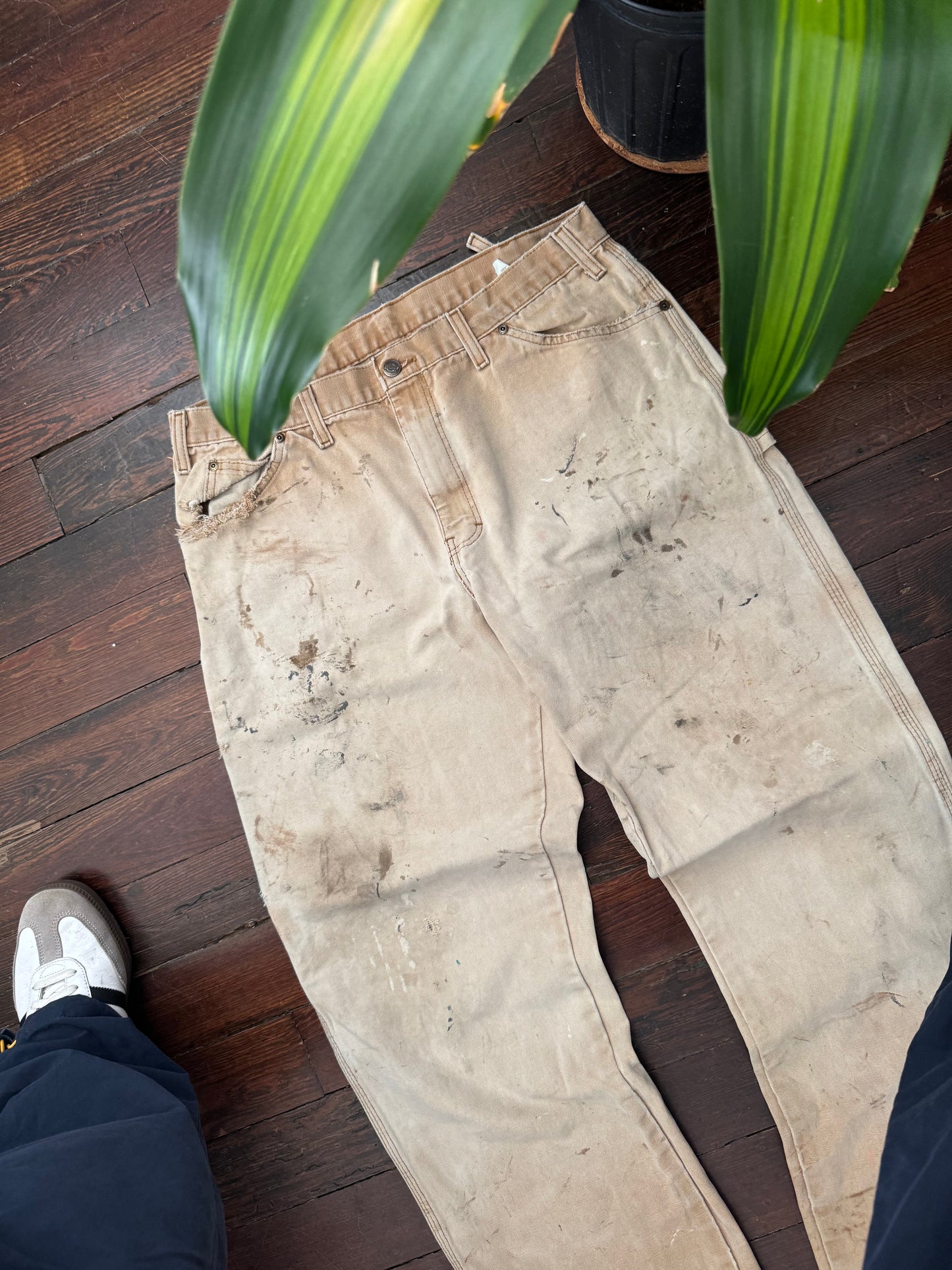 Vintage Dickies Size 36x32 Baggy Paint Distressed Carpenter Pants