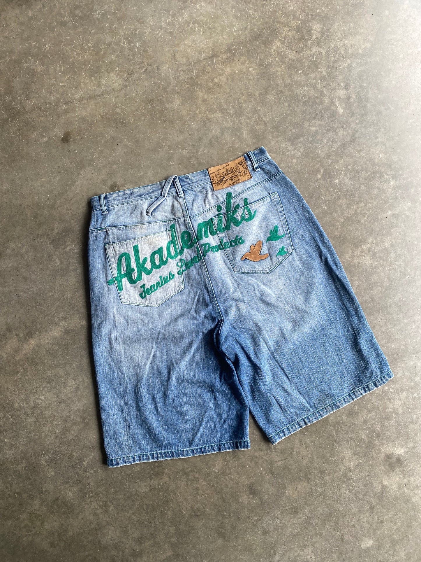 Vintage Akademiks Jeanius Level Spelled Out Baggy Shorts