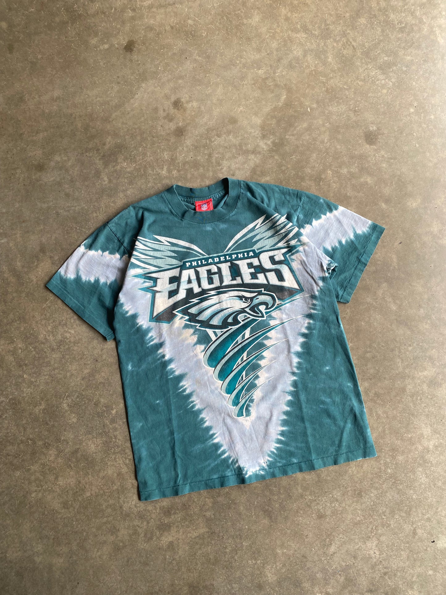 Vintage Philadelphia Eagles Liquid Blue Tie Dye Tee - M