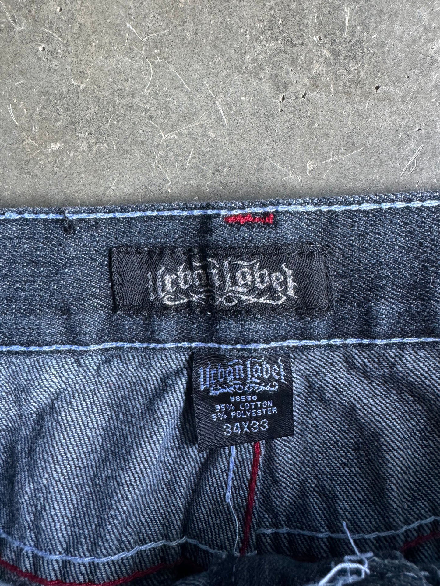 Vintage Urban Label Embroidered Pockets Jeans