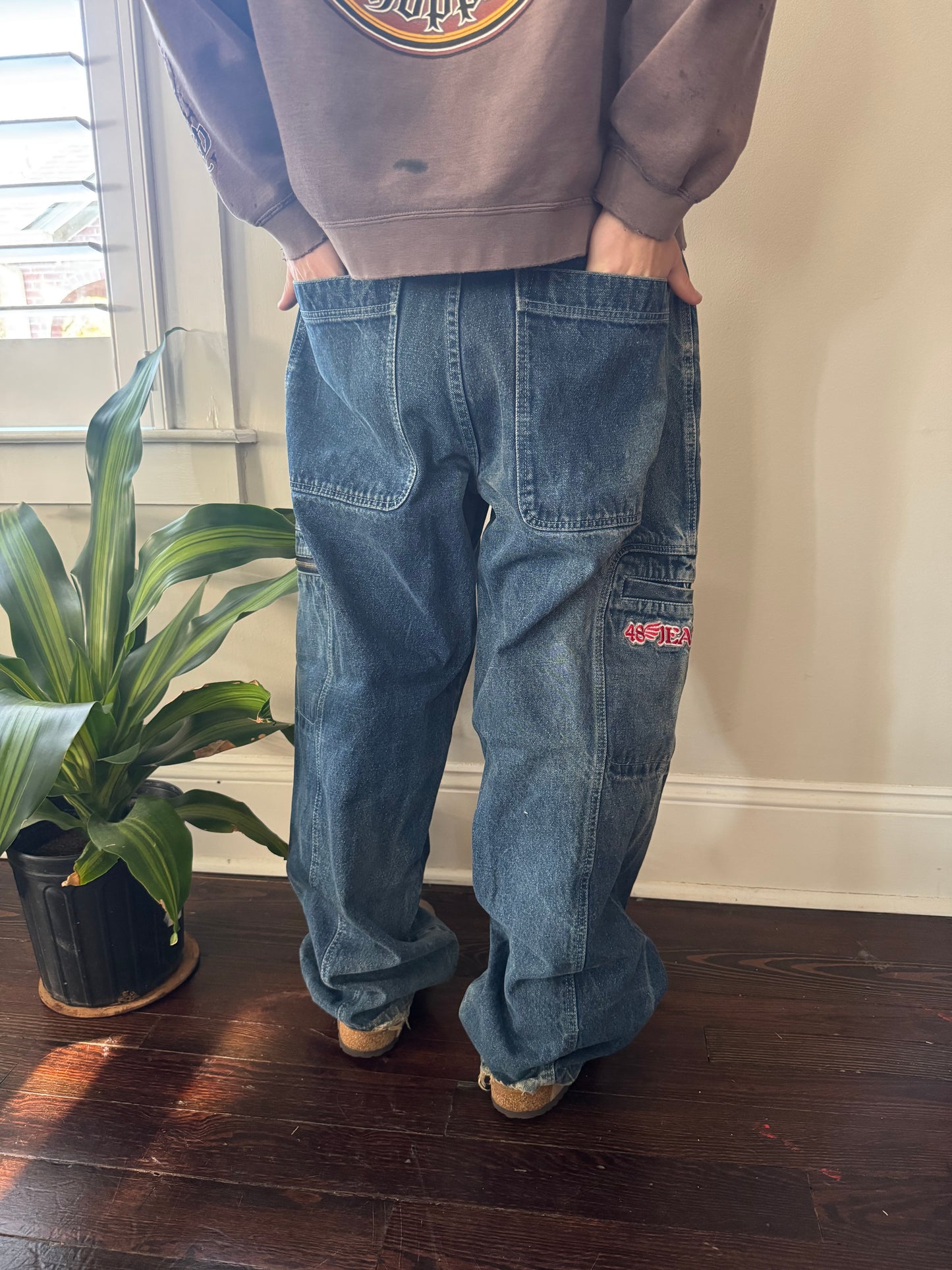 90s 48 Jean Co Embroidered Faded Baggy JNCO Style Jeans