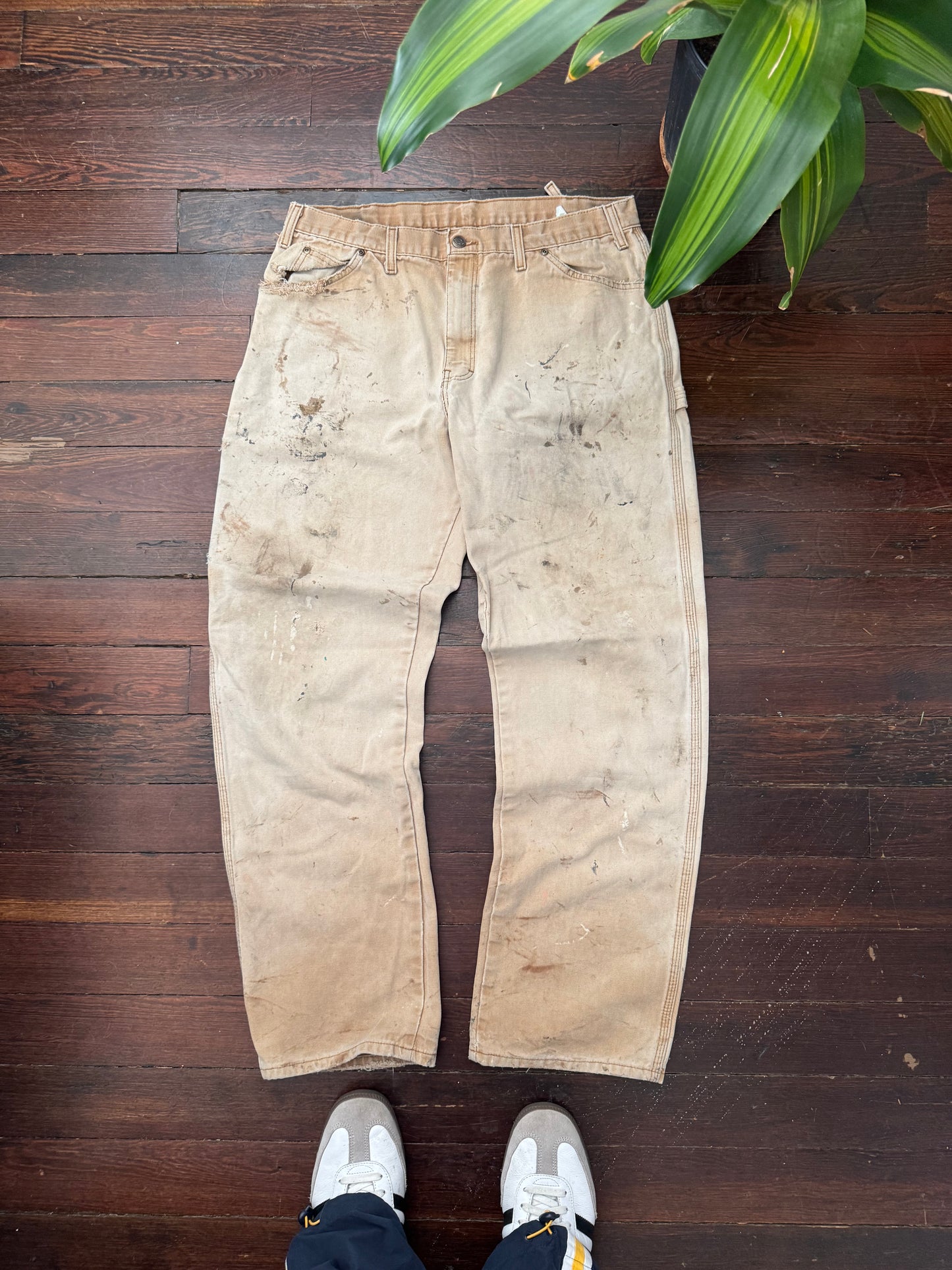 Vintage Dickies Size 36x32 Baggy Paint Distressed Carpenter Pants