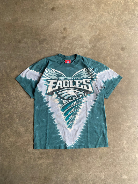 Vintage Philadelphia Eagles Liquid Blue Tie Dye Tee - M