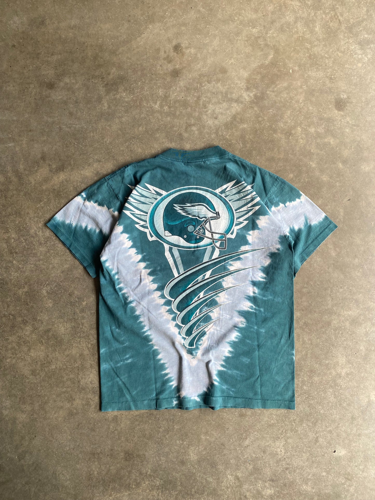 Vintage Philadelphia Eagles Liquid Blue Tie Dye Tee - M