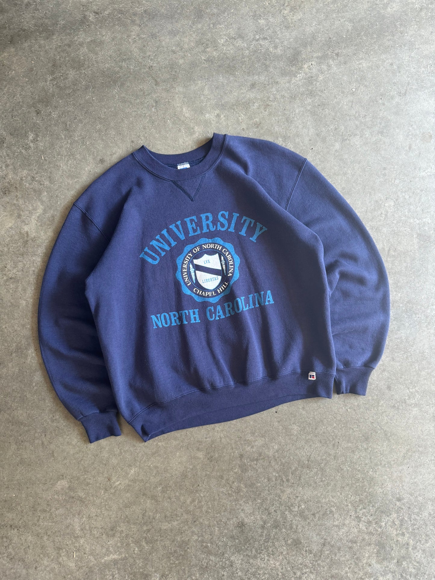 Vintage University Of North Carolina Russell Athletics Crew - L