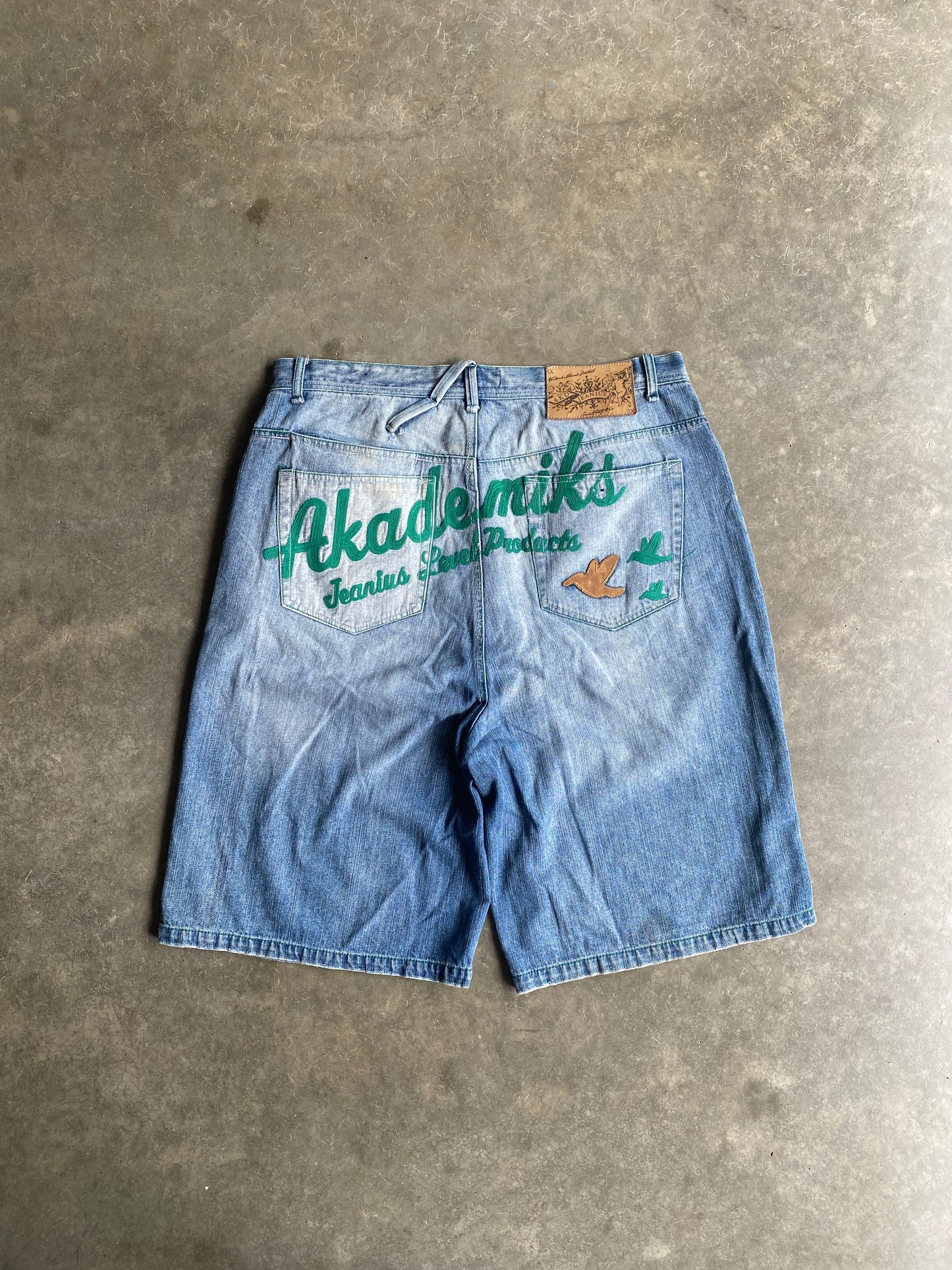 Vintage Akademiks Jeanius Level Spelled Out Baggy Shorts