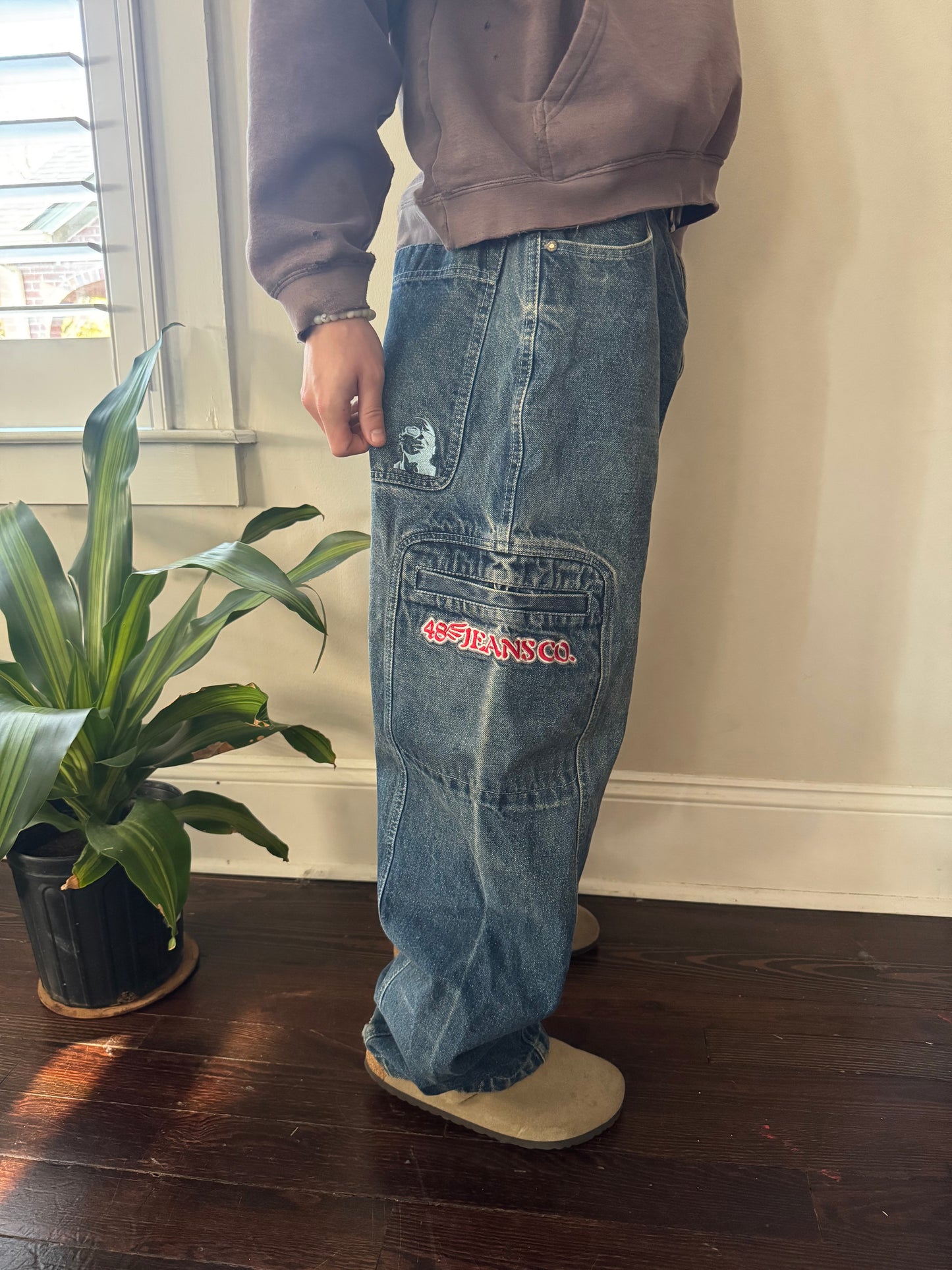 90s 48 Jean Co Embroidered Faded Baggy JNCO Style Jeans