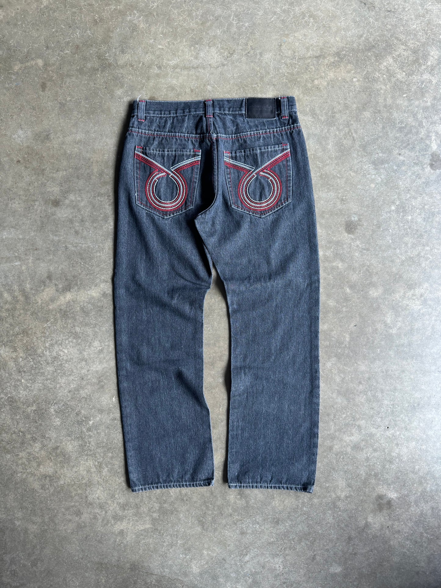 Vintage Urban Label Embroidered Pockets Jeans