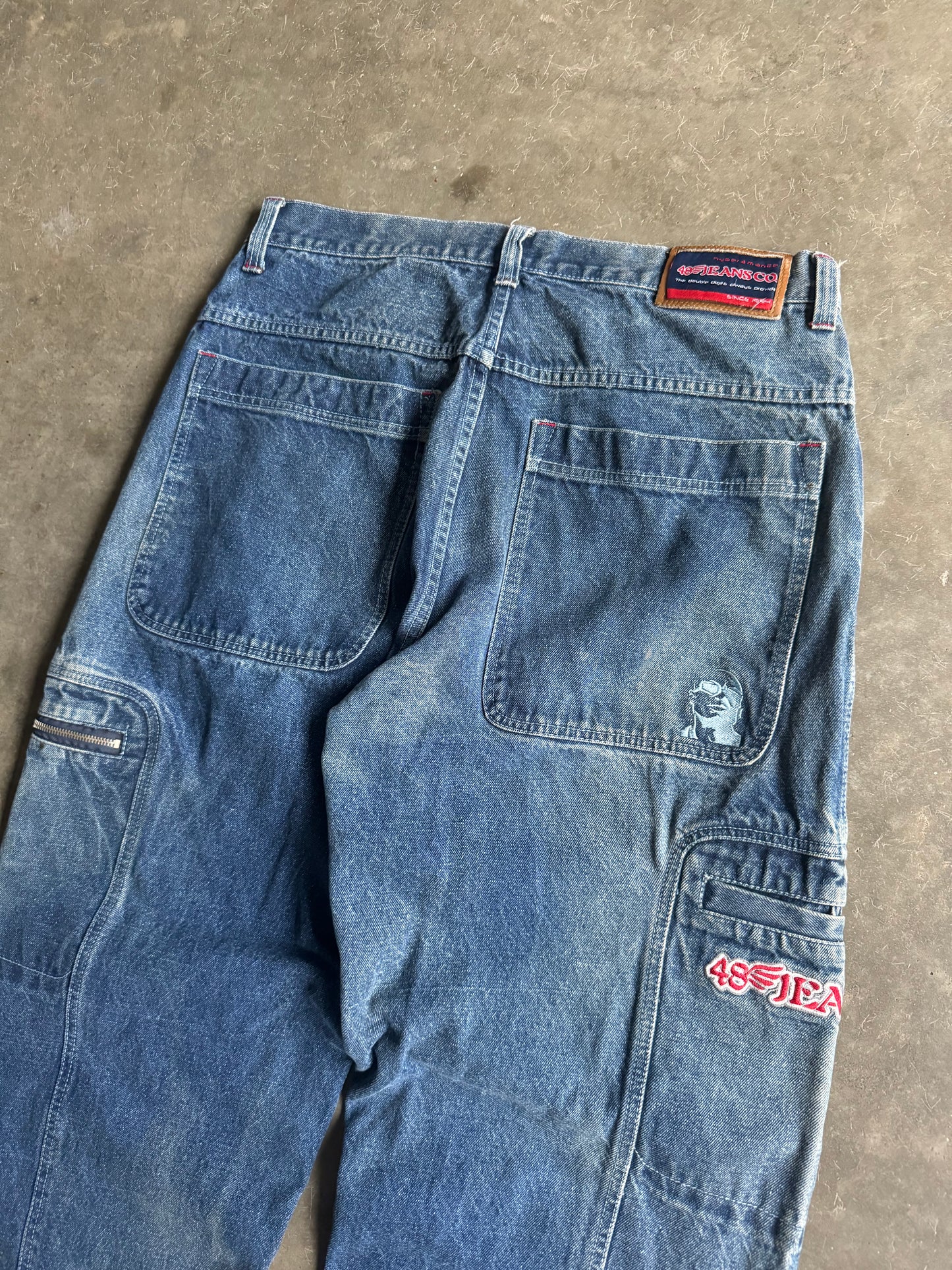 90s 48 Jean Co Embroidered Faded Baggy JNCO Style Jeans