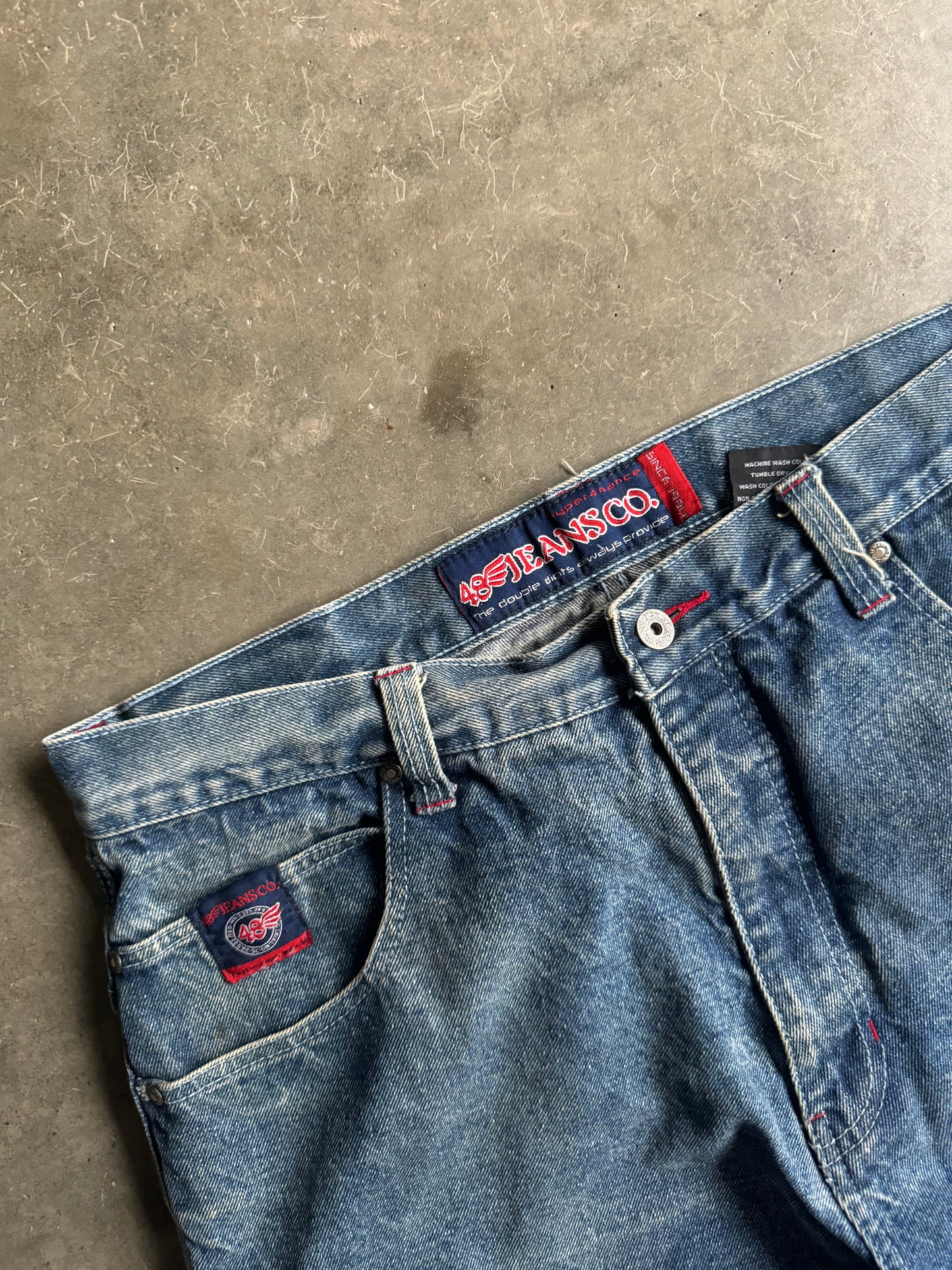 90s 48 Jean Co Embroidered Faded Baggy JNCO Style Jeans