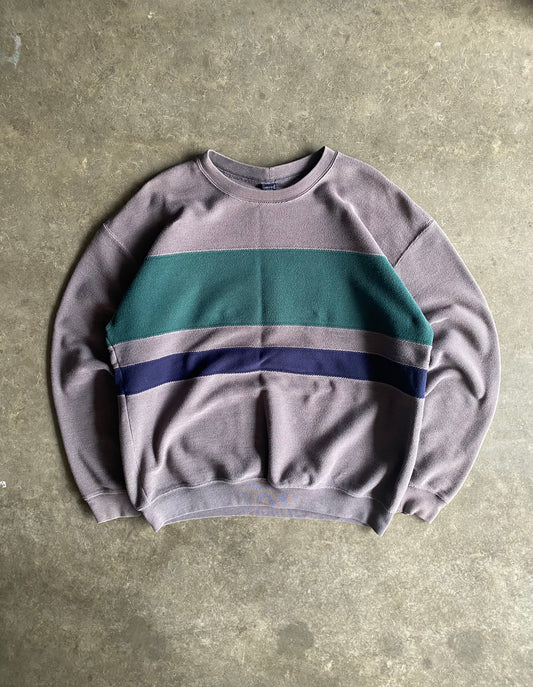 Vintage Lands' End Color Block Crew - L