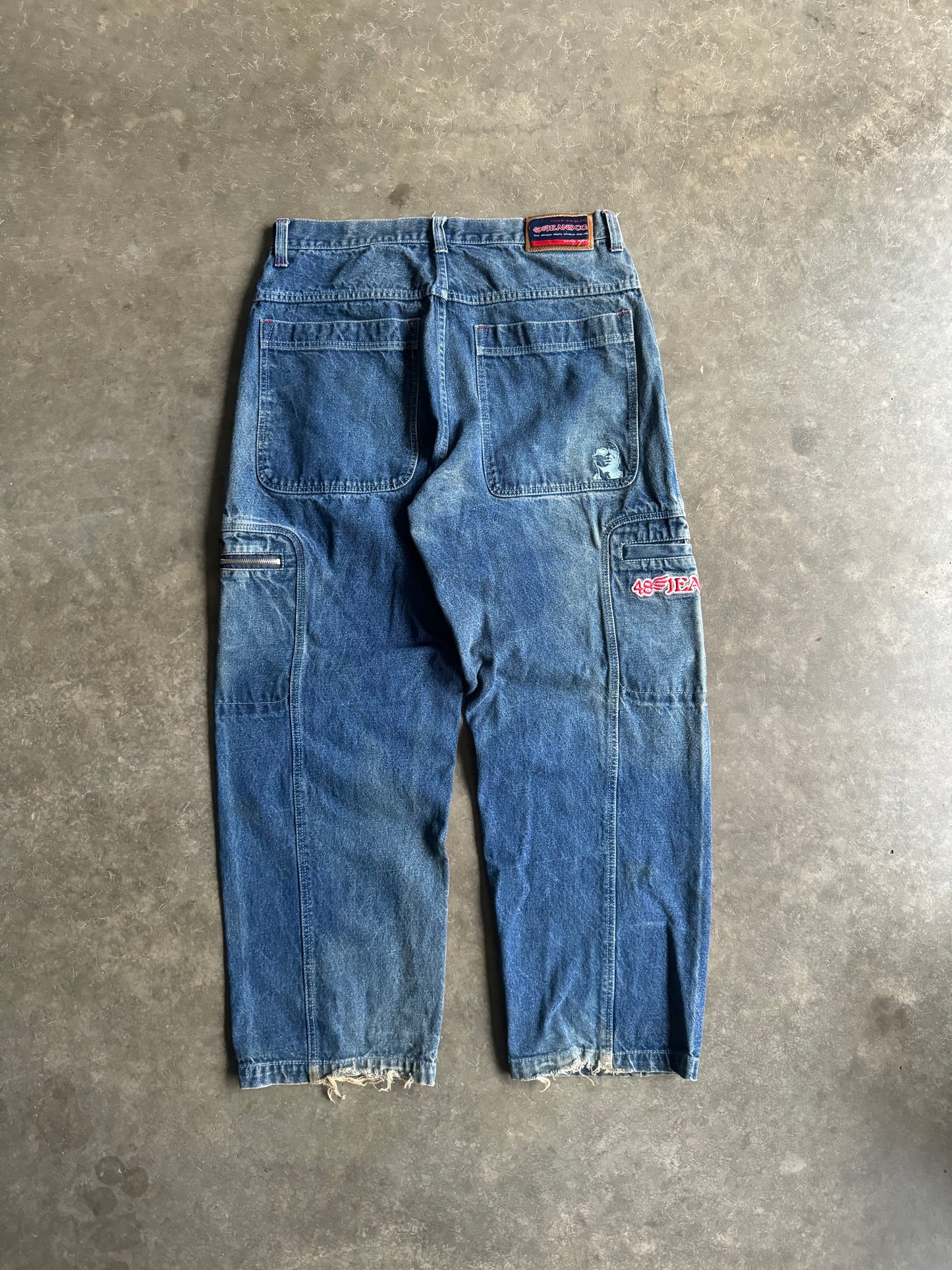 90s 48 Jean Co Embroidered Faded Baggy JNCO Style Jeans