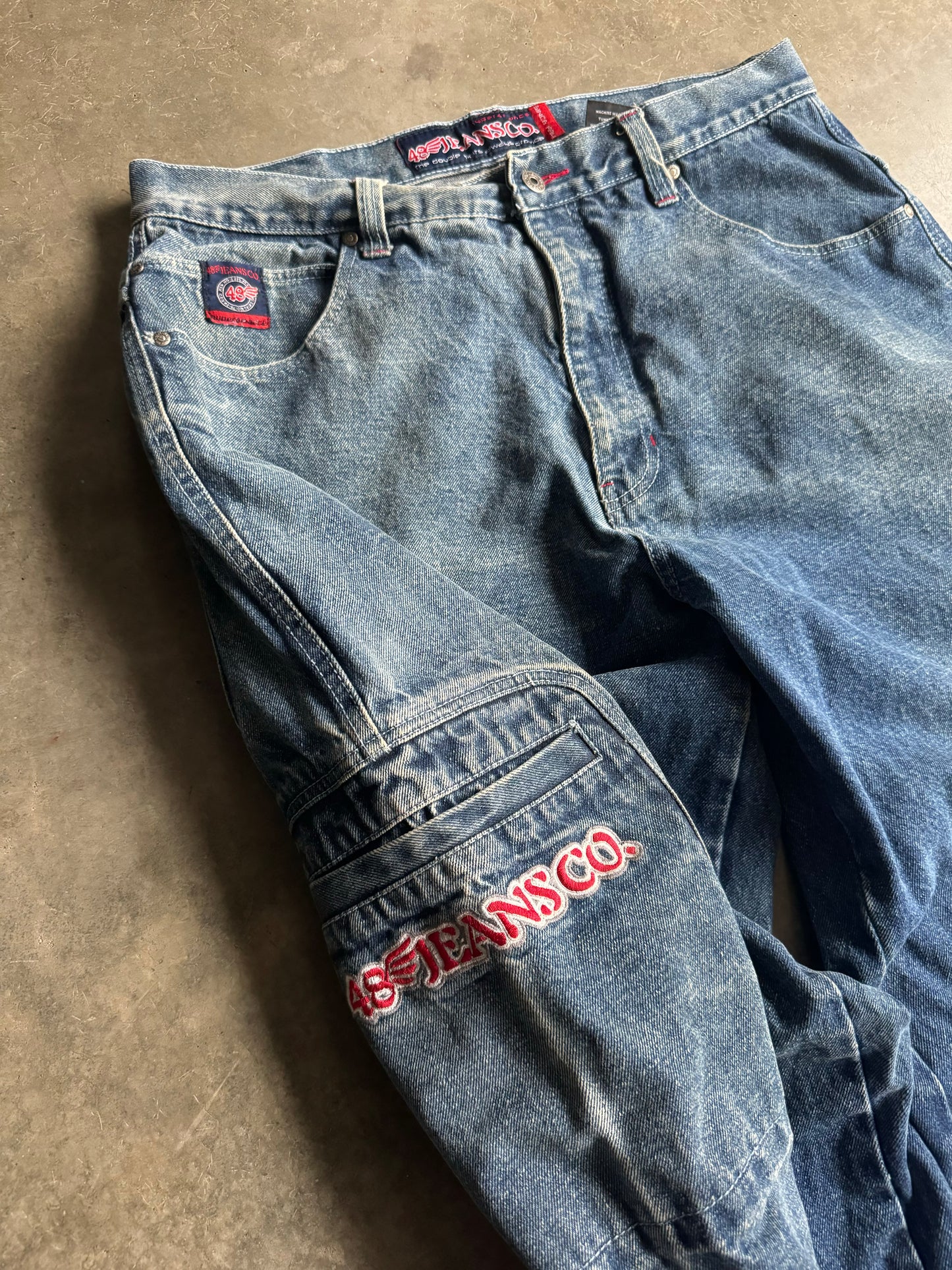 90s 48 Jean Co Embroidered Faded Baggy JNCO Style Jeans